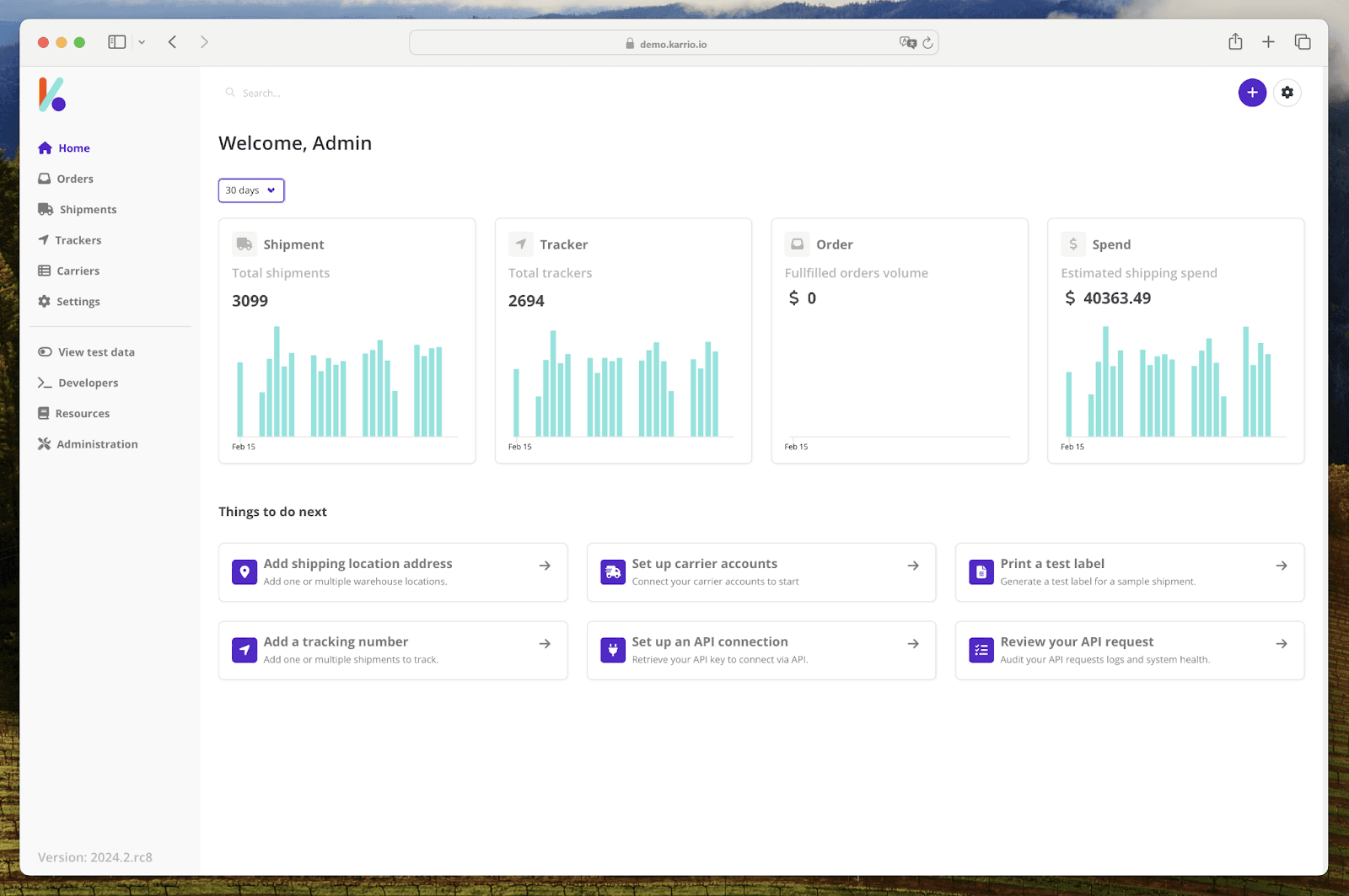 Dashboard Home Page